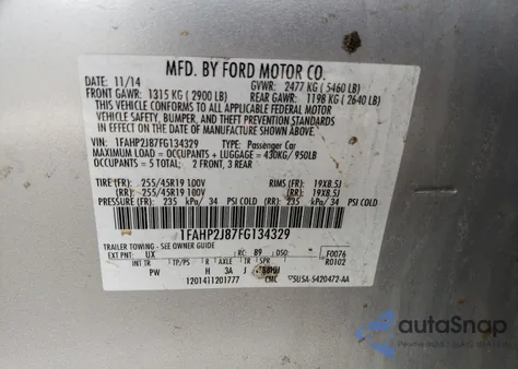 2015 Ford Taurus Limited из США, поврежденный, VIN 1FAHP2J87FG134329